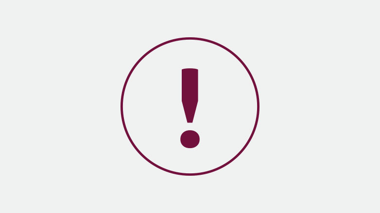exclamation mark icon in the color burgundy
