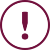 exclamation point in a circle icon in the color burgundy