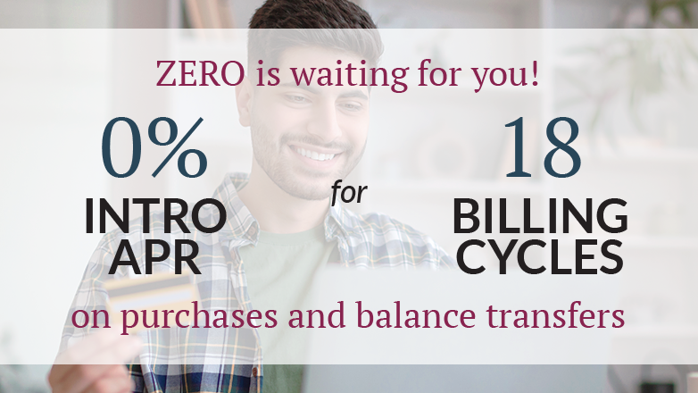 JFG credit cards offers 0% intor apr for 18 billing cycles on purchases and balance transfers.