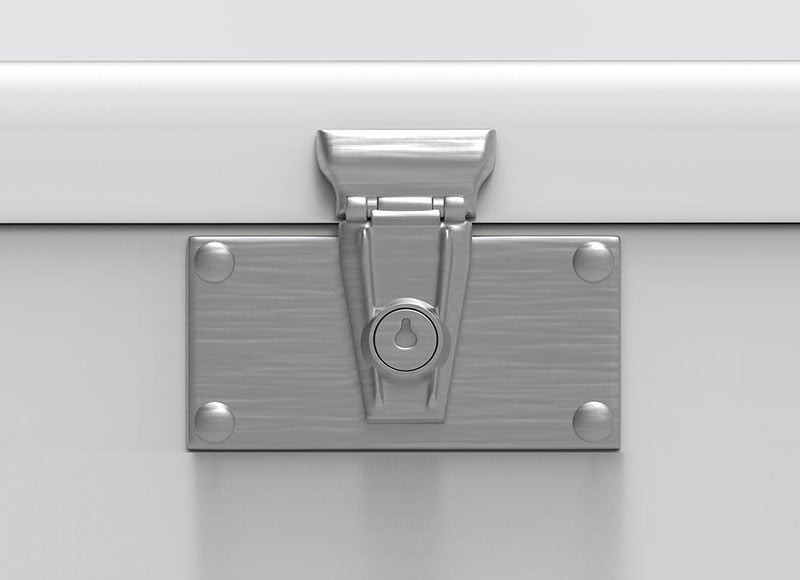 Lock box with a silver lock.